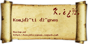 Komjáti Ágnes névjegykártya