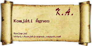 Komjáti Ágnes névjegykártya